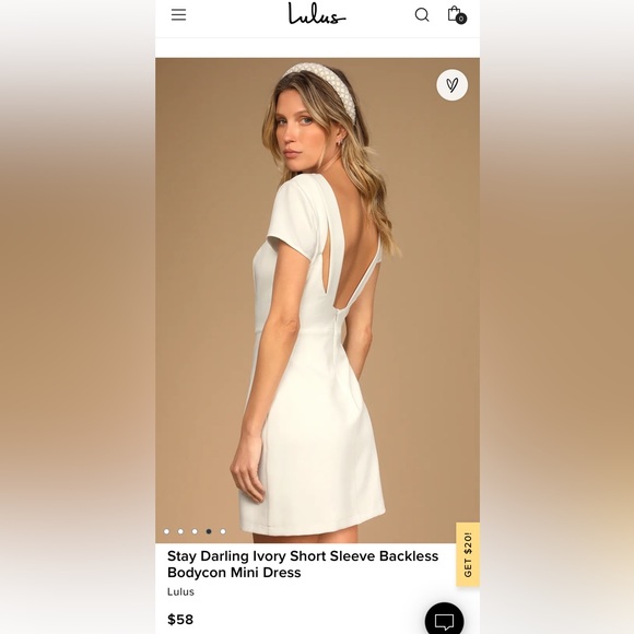 Lulus Stay Darling Ivory Short Sleeve Backless Bodycon Mini Dress - Picture 5 of 7